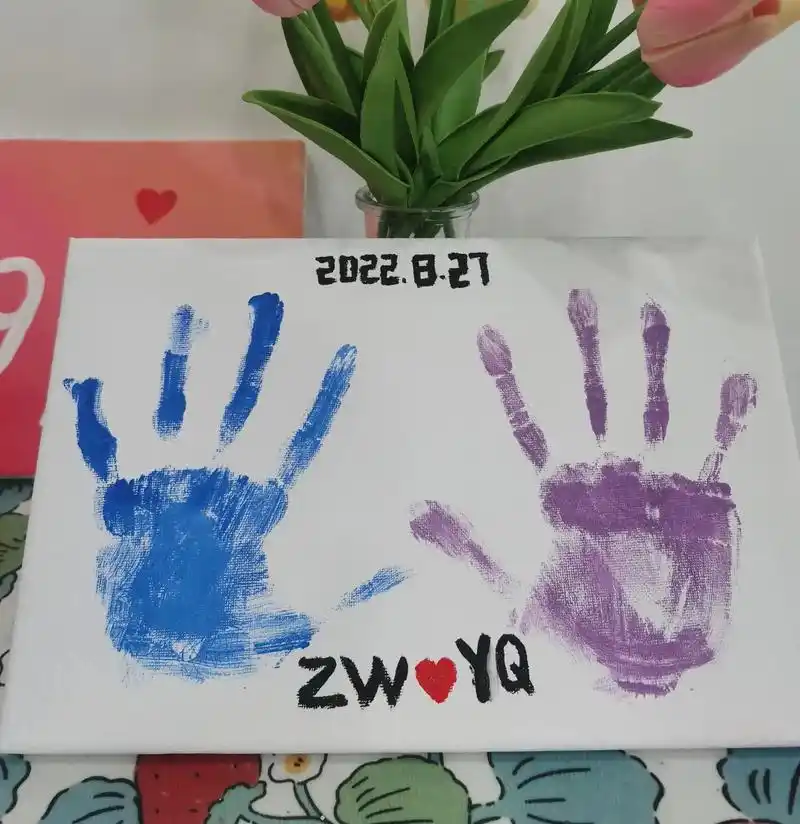 情侣手印 #手印画 #手工diy - 抖音