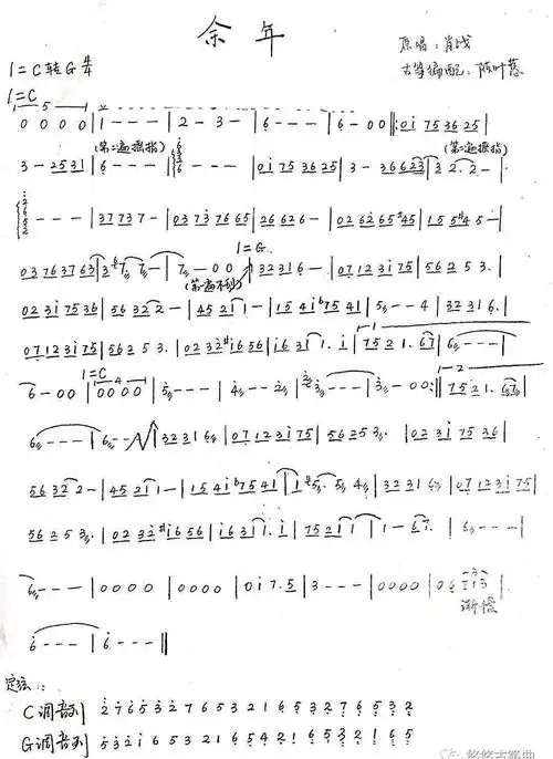 古筝曲谱ta_沧海一声笑古筝曲谱