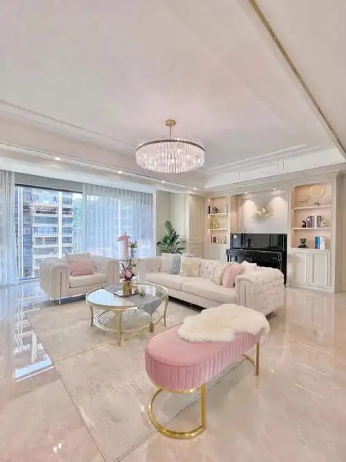 10款好看的小仙女奶油风客厅装修效果图