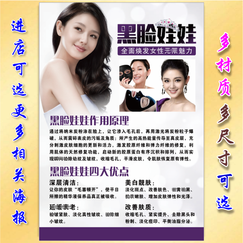 黑脸娃娃海报美白祛斑美容宣传画美容院皮肤管理广告装饰画制作