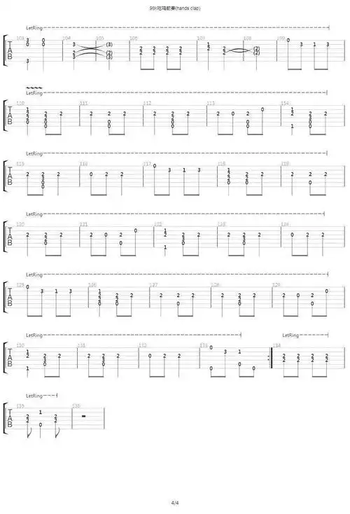 吉他谱98k指弹曲目