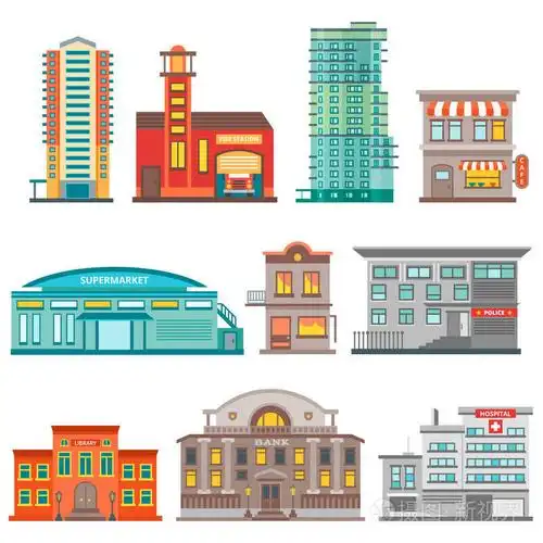 城市建筑物图标集