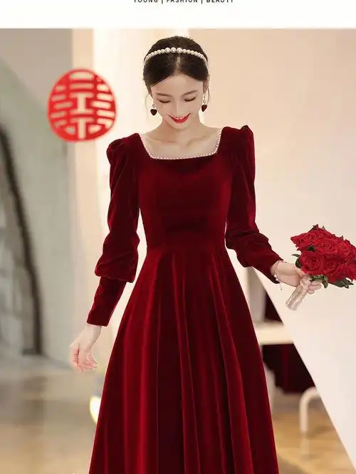 备婚长袖敬酒服冬季