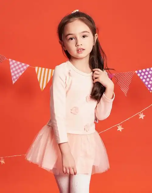 史努比童装 女童清新花朵长袖连衣裙