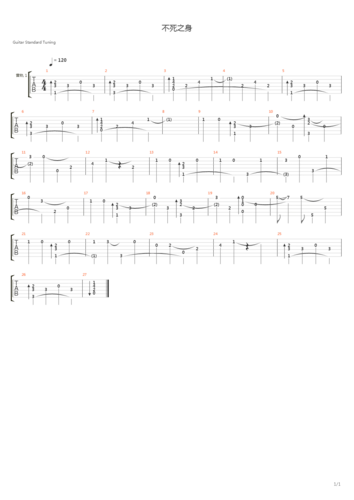不死之身吉他谱