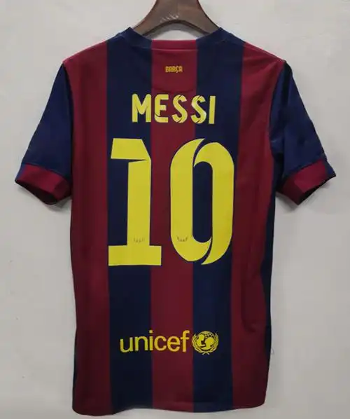 1415巴萨主场球衣经典复古巴塞罗那10号梅西6号哈维足球服