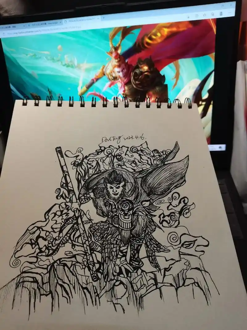 手绘  #手绘孙悟空  #王者荣耀手绘  - 抖音