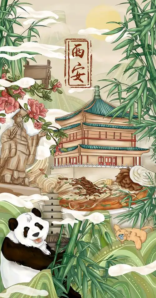 西安|插画|创作习作|阿影呀_原创作品-站酷zcool