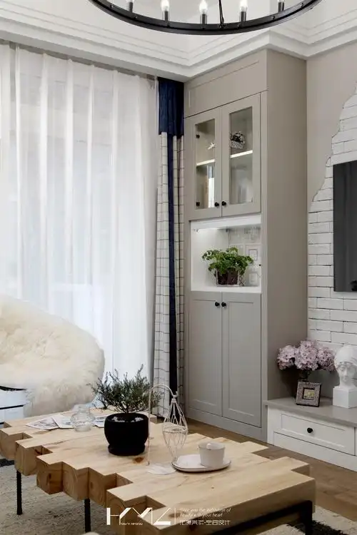 混搭风三居客厅储物柜设计图客厅窗帘潮流混搭客厅设计图片赏析