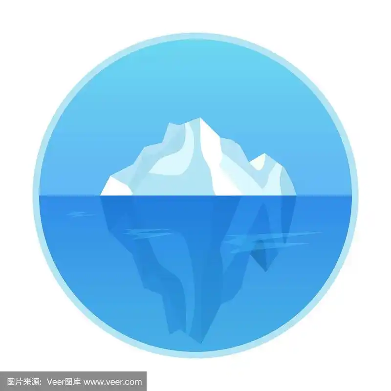 可爱的卡通冰山孤立在白色的背景.平的风格.矢量插图.