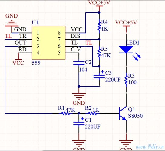 模拟电路呼吸灯的问题