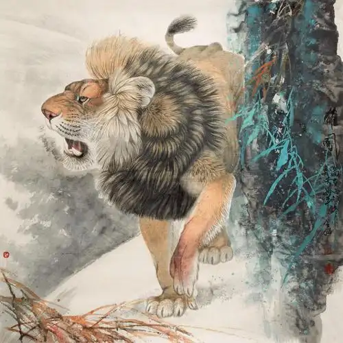 【工笔 狮子图 设色纸本】拍卖品_图片_价格_鉴赏_绘画_雅昌艺术品