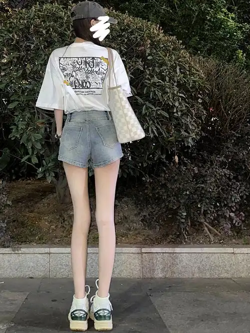 实拍实价~低腰包臀牛仔短裤 - 17网