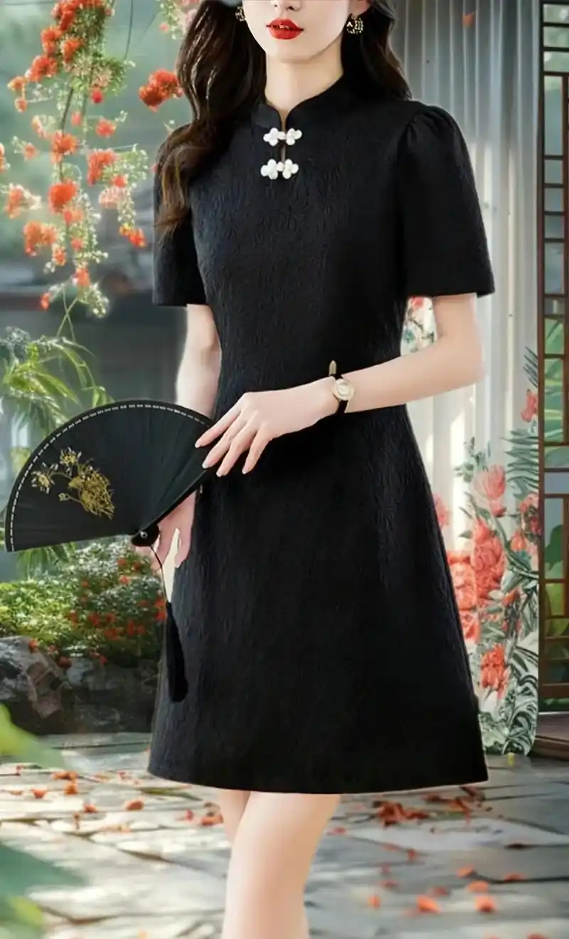 夏季新款复古改良旗袍修身连衣裙～气质优雅