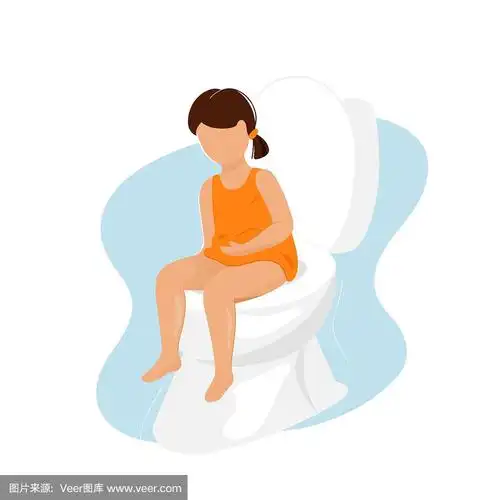 一个坐在马桶上拉肚子的小女孩