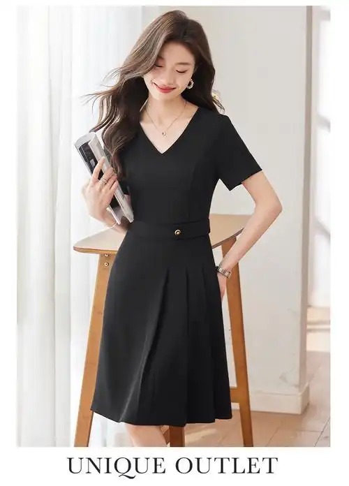 吊带连衣裙女夏季正式场合气质通勤职业女装收腰显瘦中长裙子 - 17网