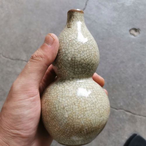 高仿宋代哥窑葫芦瓶老味足古董古玩老货旧货仿古瓷收藏摆件文房器