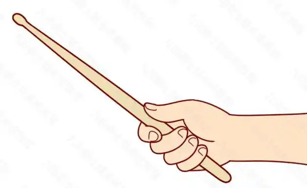 在这里我们以自然握槌法为例:将手自然握住鼓棒三分之一处,拇指平贴在