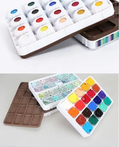 马利果冻水粉颜料盒套装20色p6021广告画颜料 24色学生美术考试主色系