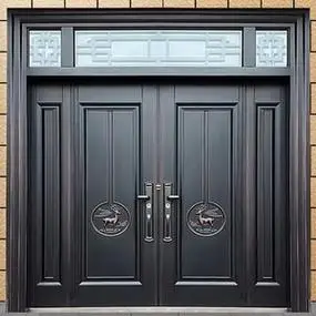 锌合金别墅大门双开门铸铝门堂屋农村自建房进户门乡村四开入户门