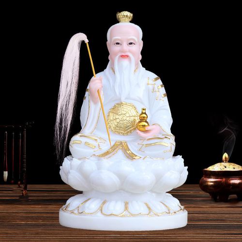 太上老君神像家用供奉摆件汉白玉元始天尊灵宝天尊道德天尊三清像海心