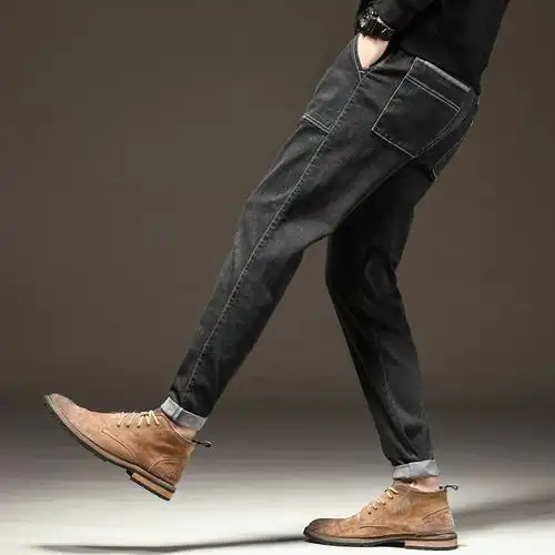 w黑色牛仔裤男士直筒宽松百搭潮牌新款秋季潮流休闲长裤t901