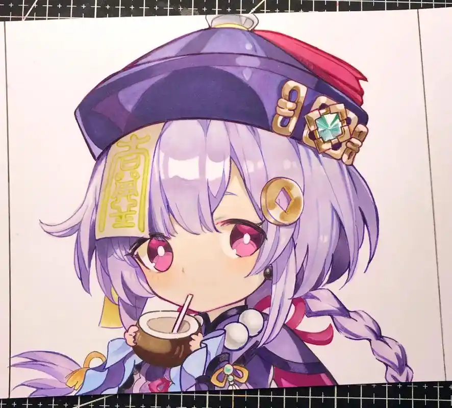 原神 #原神七七 #马克笔上色 #临摹 #q版动漫人物 - 抖音