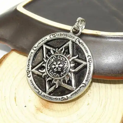 欧美仿旧不锈钢六芒星项链 十二星座封印六芒星