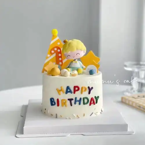 ins简约周岁男宝宝生日蛋糕