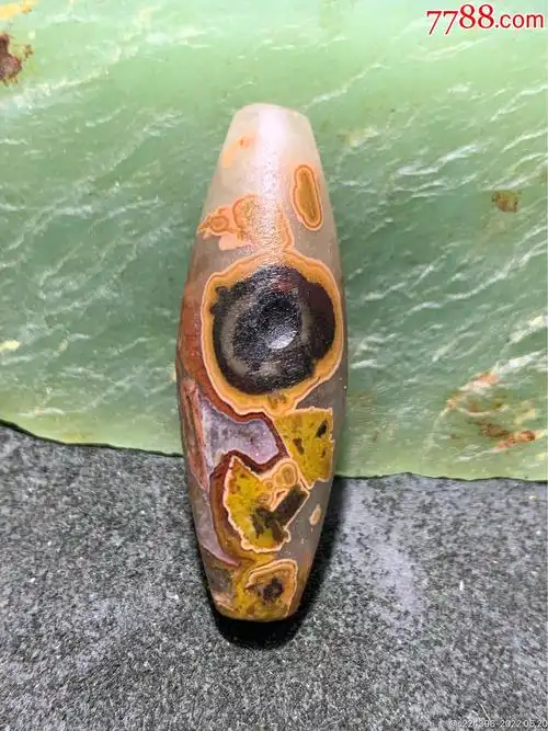 精美亚光冰飘天眼战国红玛瑙天珠形随形桶珠一颗