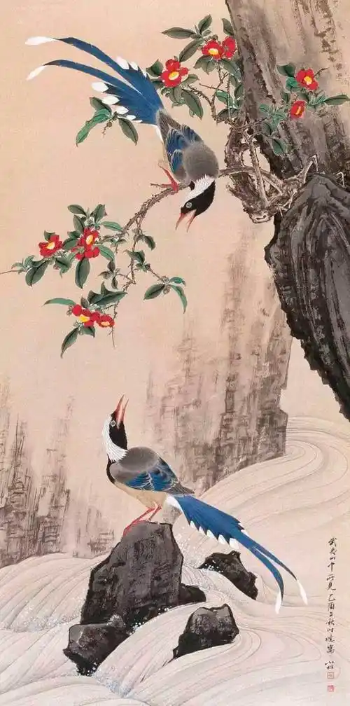 刘力上与俞致贞工笔花鸟画赏析-名人字画网
