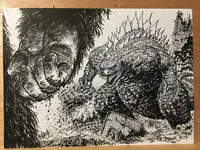 哥斯拉大战金刚|插画|创作习作|noise_n君 - 原创作品 - 站酷 (zcool)