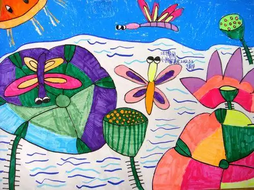 《荷叶与蜻蜓》/少儿绘画作品/儿童画/网络美术馆_中国少儿美术教育网