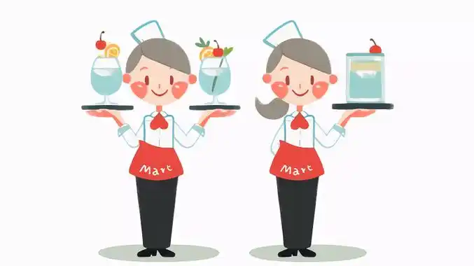 餐饮扁平插画矢量人物插画餐饮服务业餐厅饭店卡通服务员上菜端菜礼仪