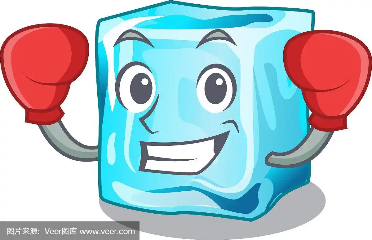 拳击冰块形状的卡通