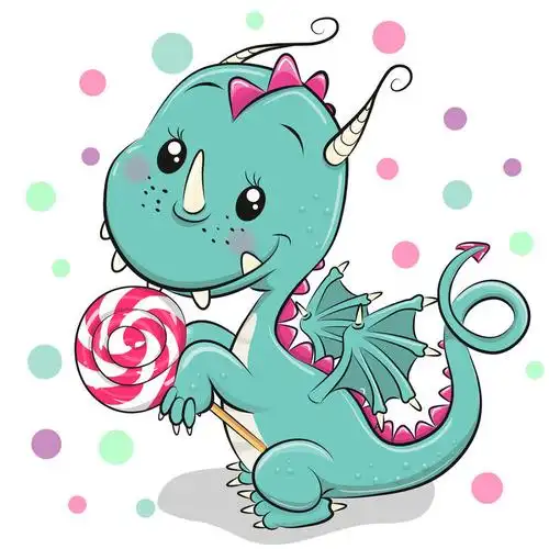 白底棒棒糖卡通龙