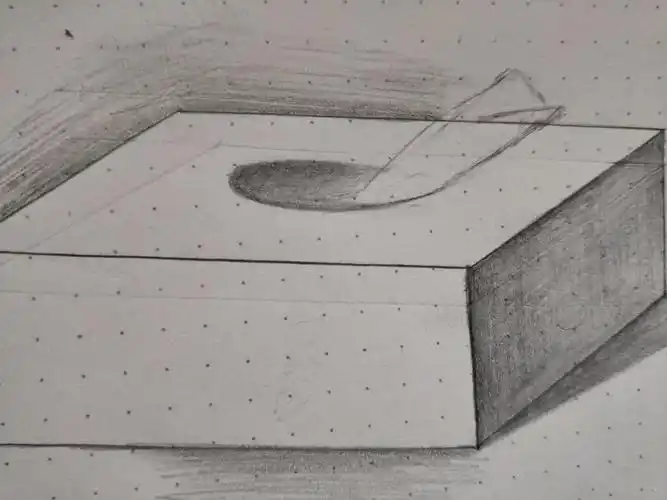 几何长方体抽纸盒素描