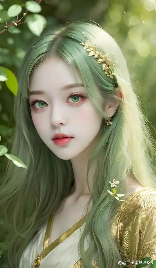 美丽动人的绿色大眼睛精灵女孩