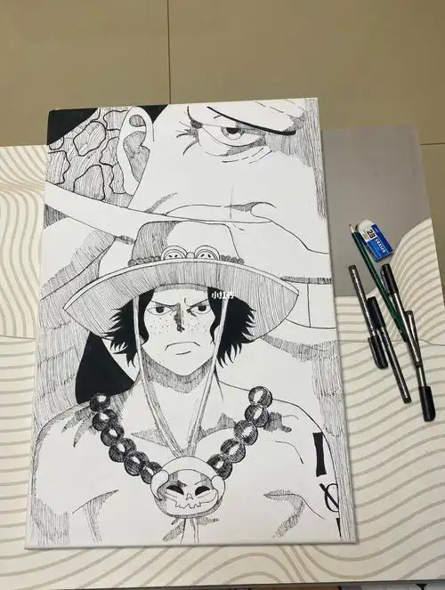 一边看球一边画艾斯