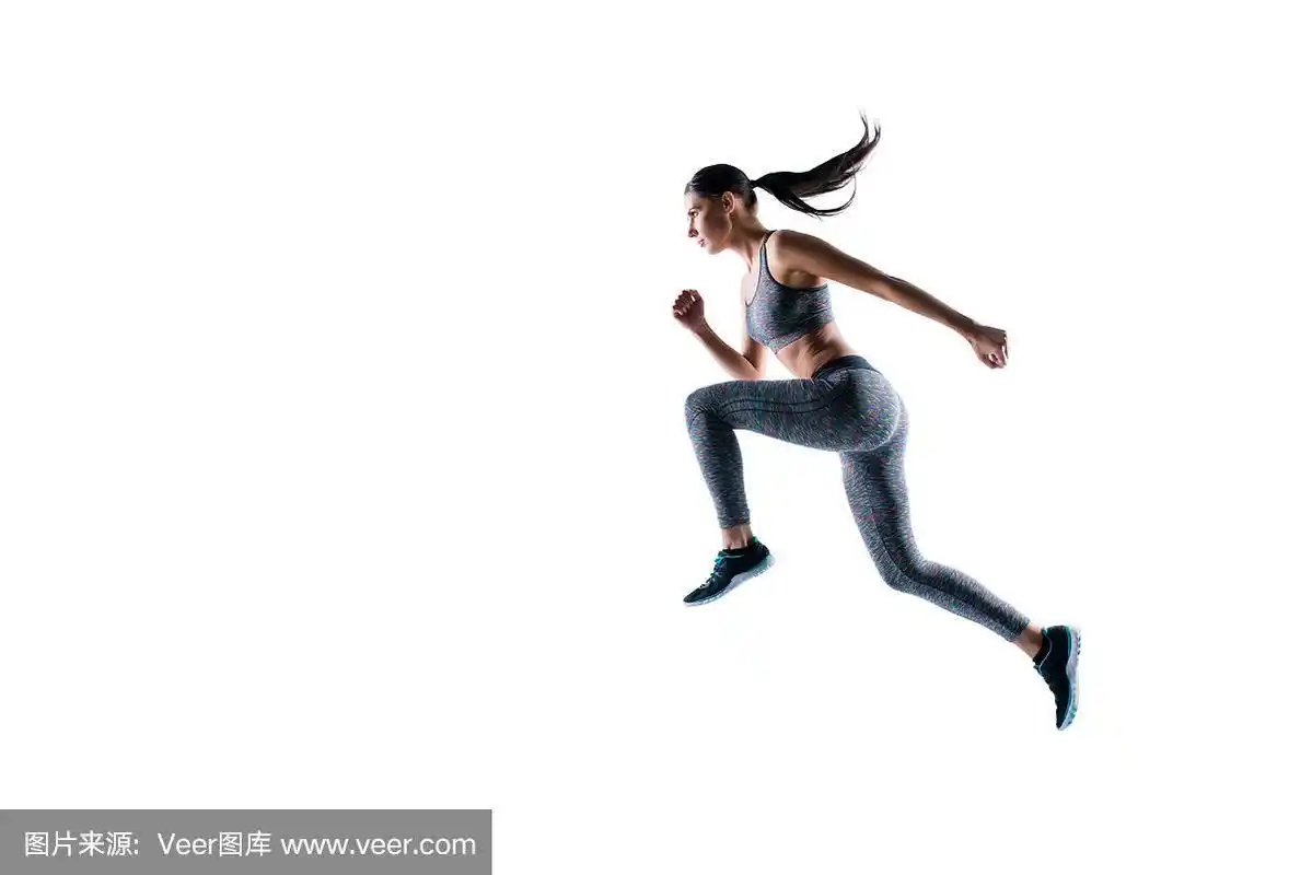 女人,活力,慢跑,侧面视角,全身像