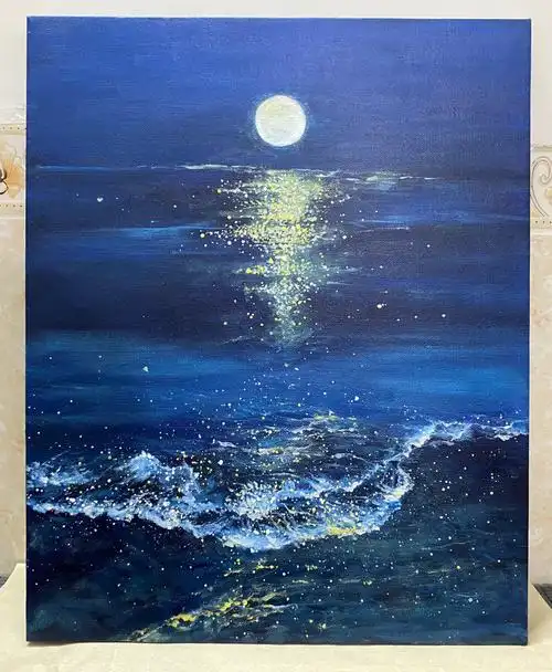 丙烯装饰画发光海