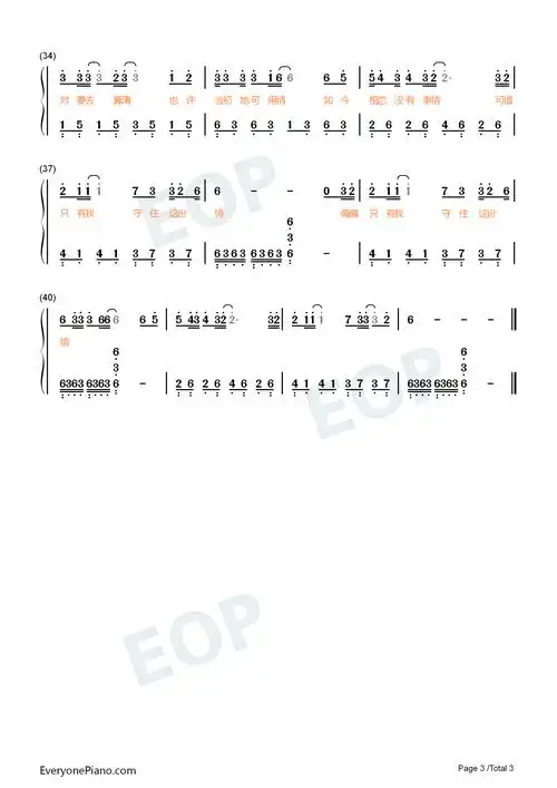 不该用情钢琴简谱-胜屿 莫叫姐姐演唱3