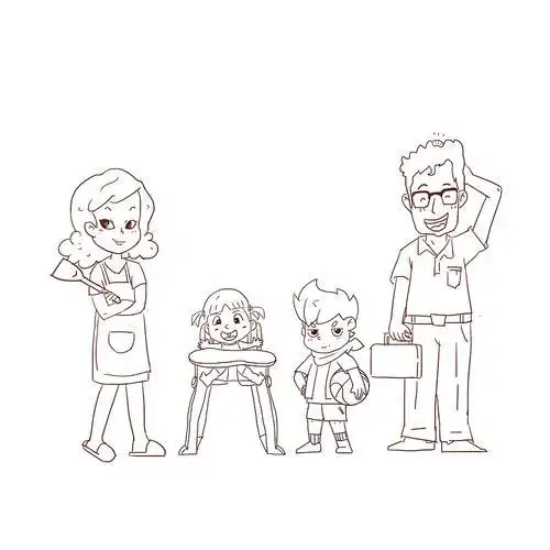 家庭人物场景简笔画 第1页