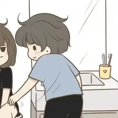 卡通可爱的情侣头像动漫一左一右高清图片