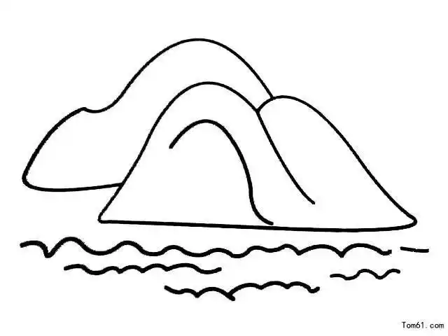 晚上的湖面湖水简笔画