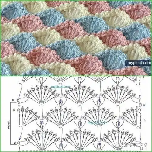 钩织图解花片 毯子