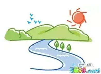 儿童山水画简笔画彩色