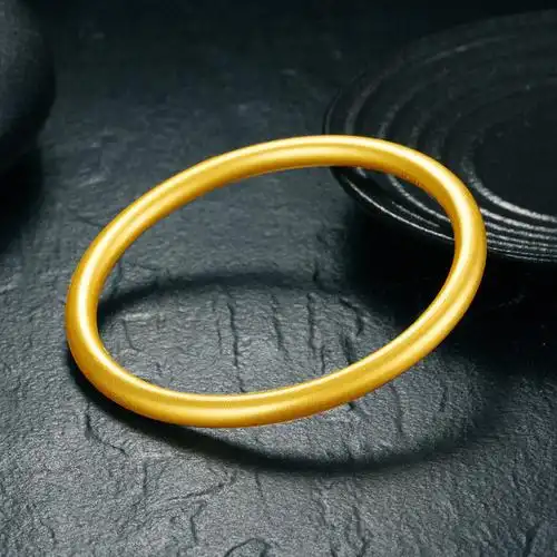 足金古法传承工艺素圈黄金手镯女