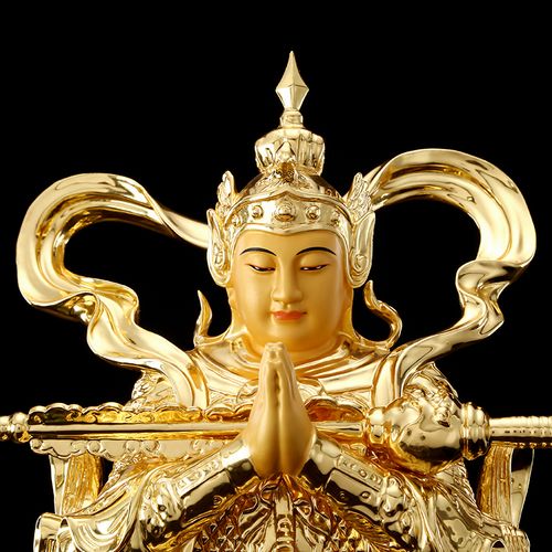 台湾纯铜贴金韦驮护法佛像佛堂供奉降魔天尊护法总持韦陀菩萨摆件