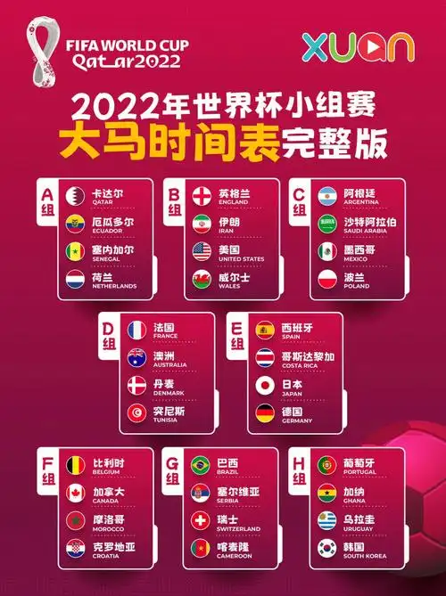 2022世界杯小组赛9890时间表完整版!